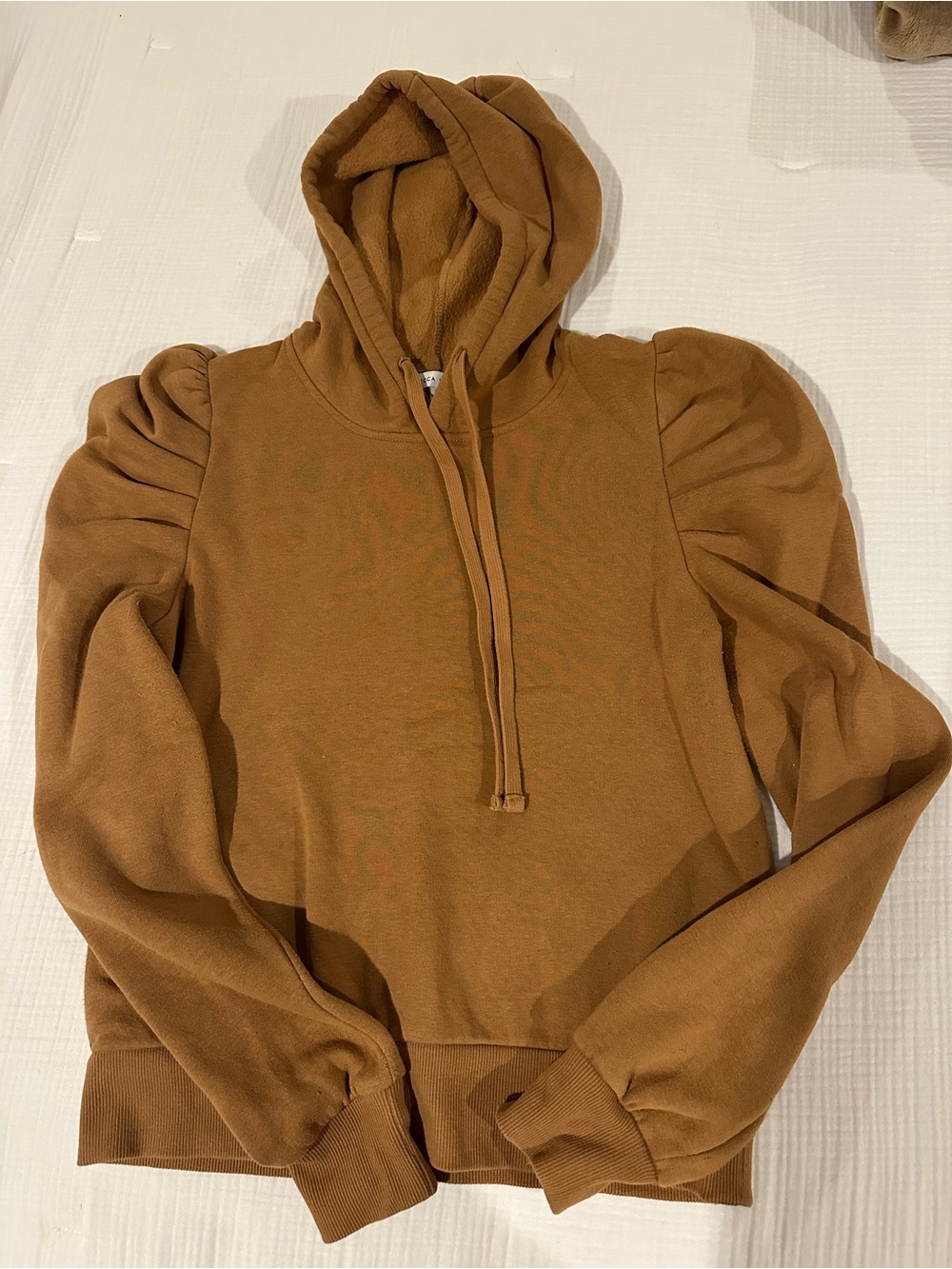 Women's Rebecca Minkoff Hooded Puff-Sleeve Sweater - Brown size Small